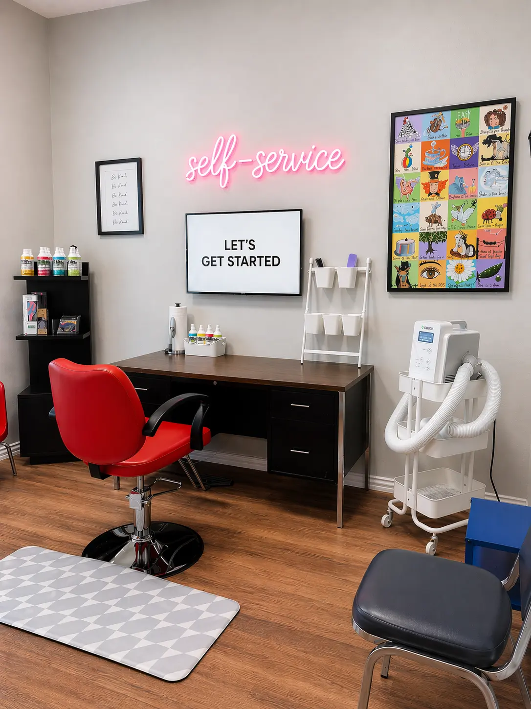 Self-service lice treatment experience at Lice Clinics of Texas: comfortable in-clinic station for families in San Antonio